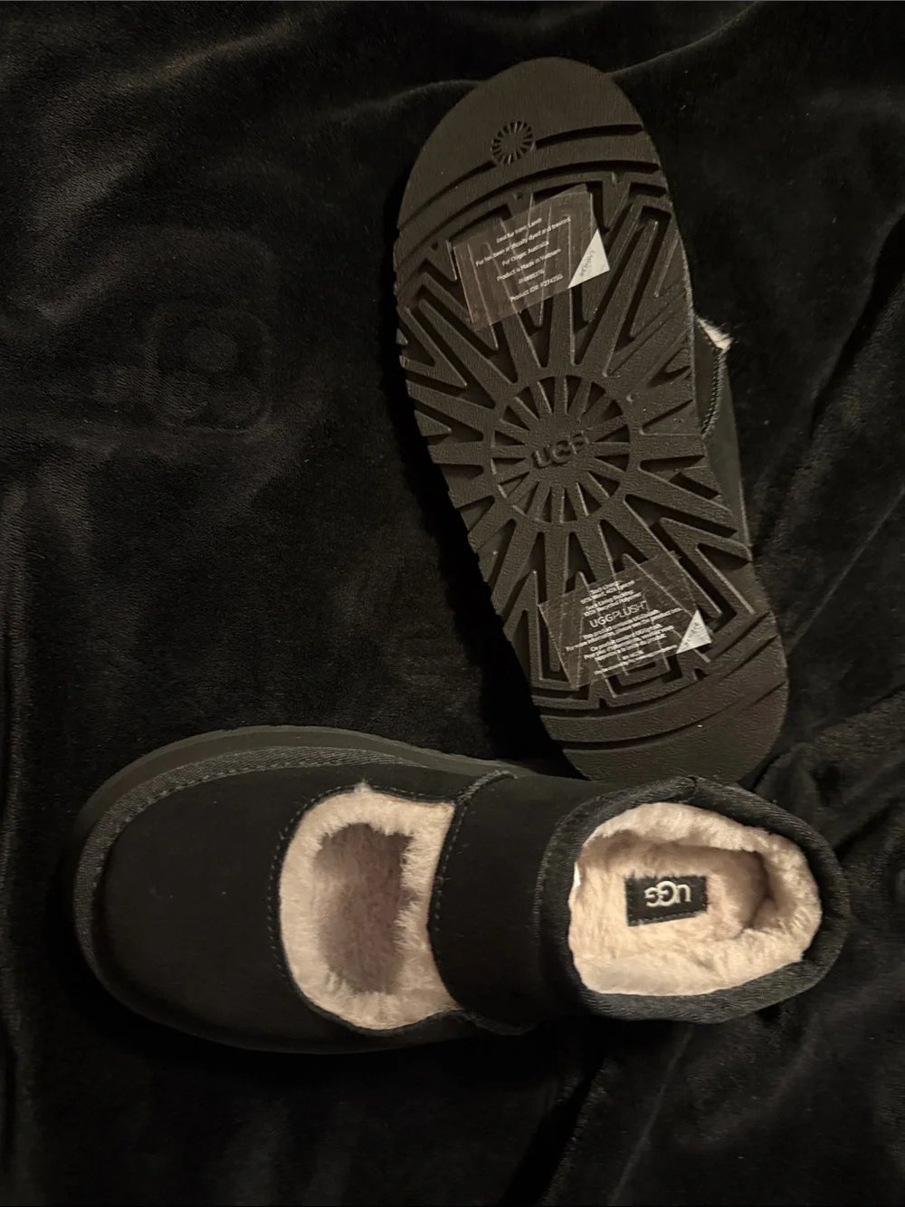 UGG Women’s Black Suede Mary Jane Slip-On with Shearling Lining